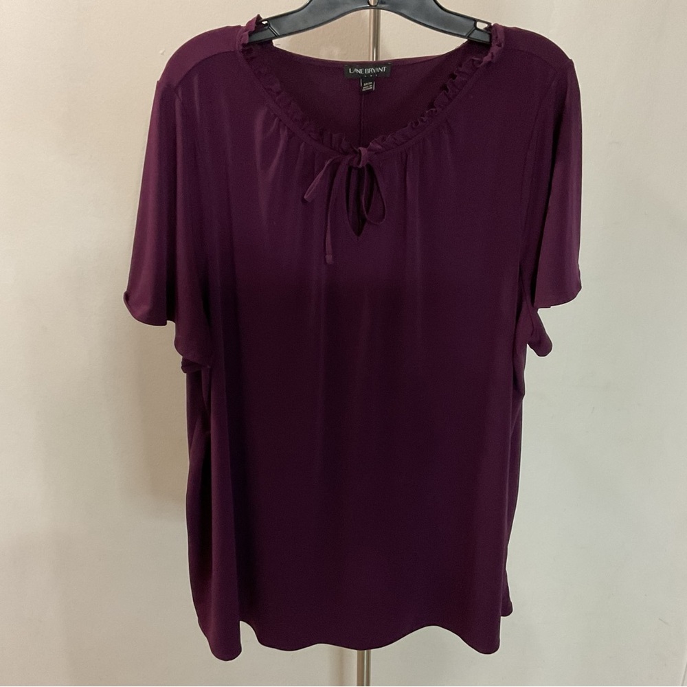 Lane Bryant Burgundy Short Sleeve Blouse Size 18/20